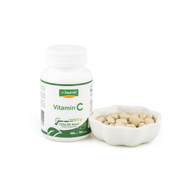 Vitamina C 500 Mg 180 Tabletas Suplementos de liberación programada Cápsula blanqueadora
