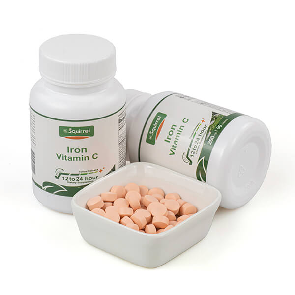 Vitamina C 200 Mg Con Hierro 50 Mg 90 Tabletas Cápsula de Liberación Extendida Apoya la Sangre Rica en Oxígeno